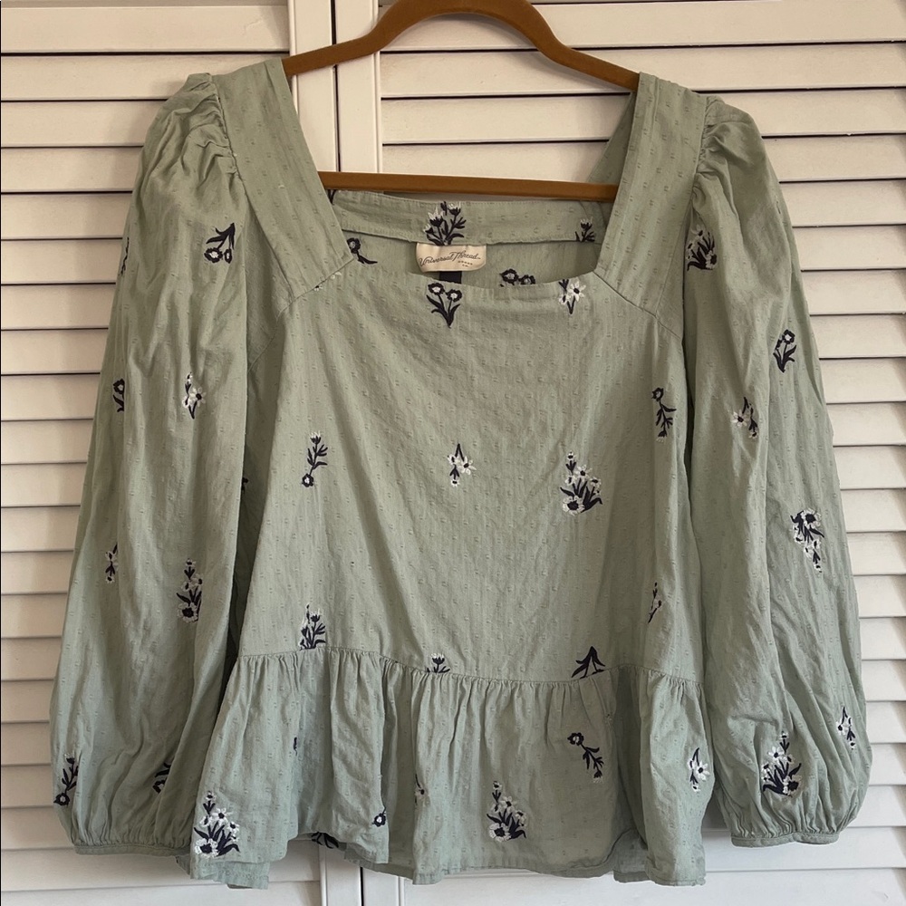 100% Cotton Floral Embroidered Women's Top